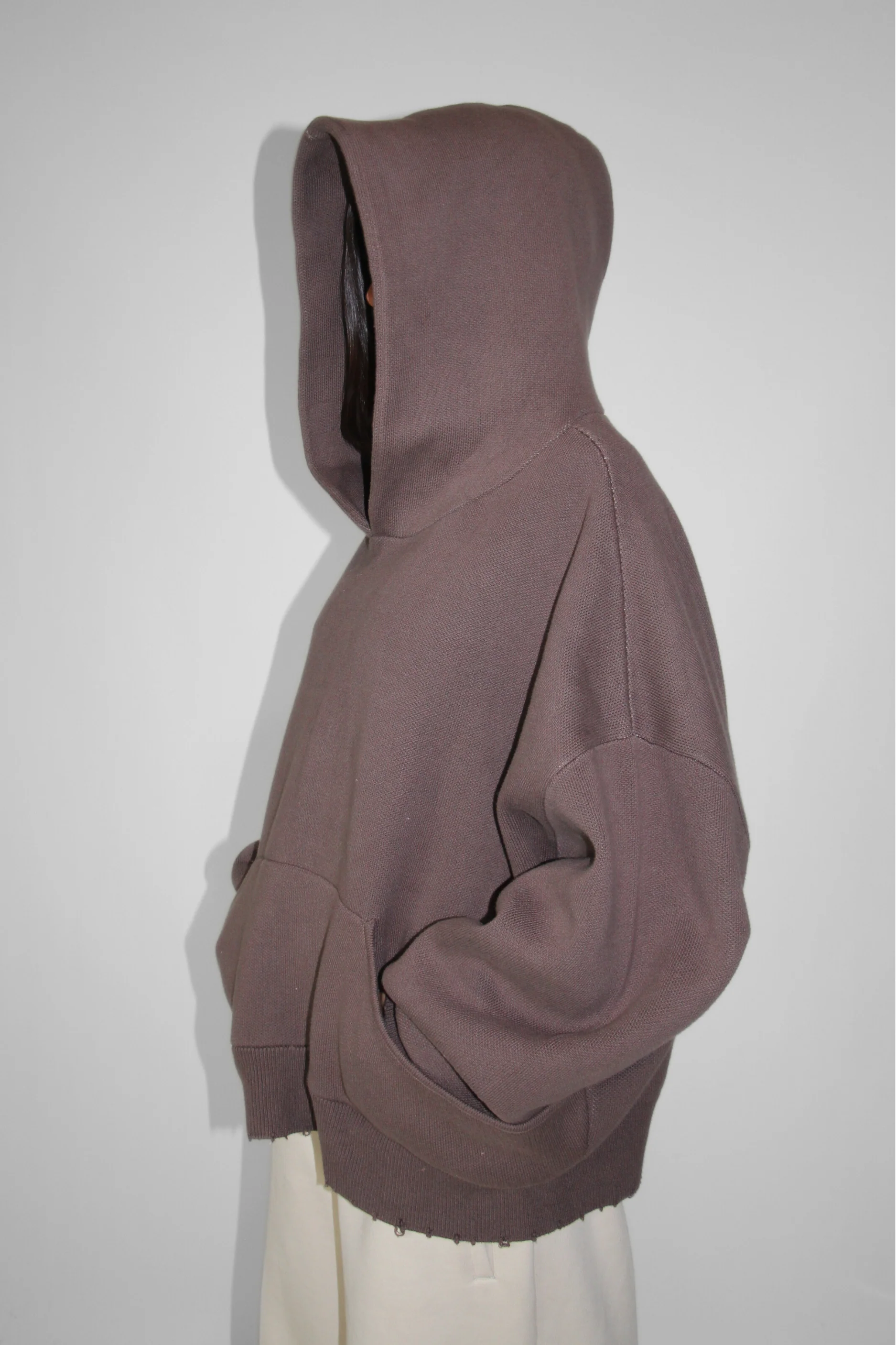 Slouchy Knit Hoodie in Truffle - Image 5