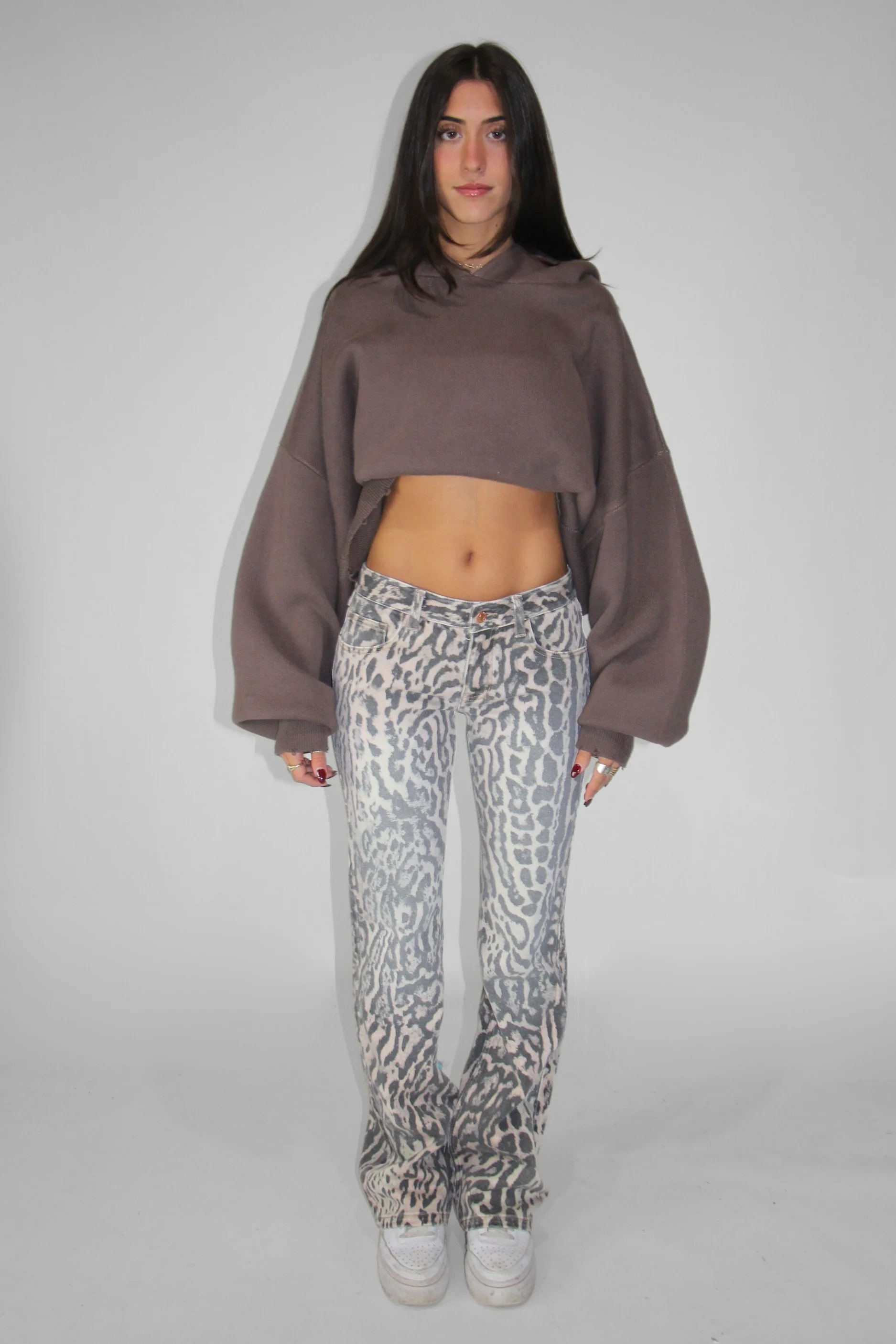 Slouchy Knit Hoodie in Truffle - Image 6